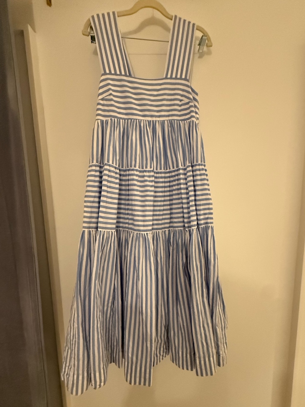 Anthropologie Blue and White Striped Tiered Sundress